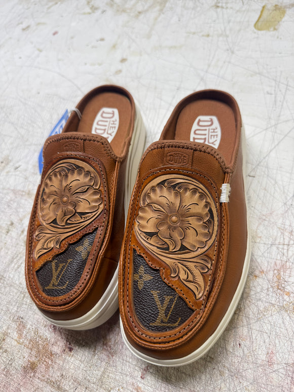 Women's Brown Hey Dude Lifts w/ Traditional Floral Tooling