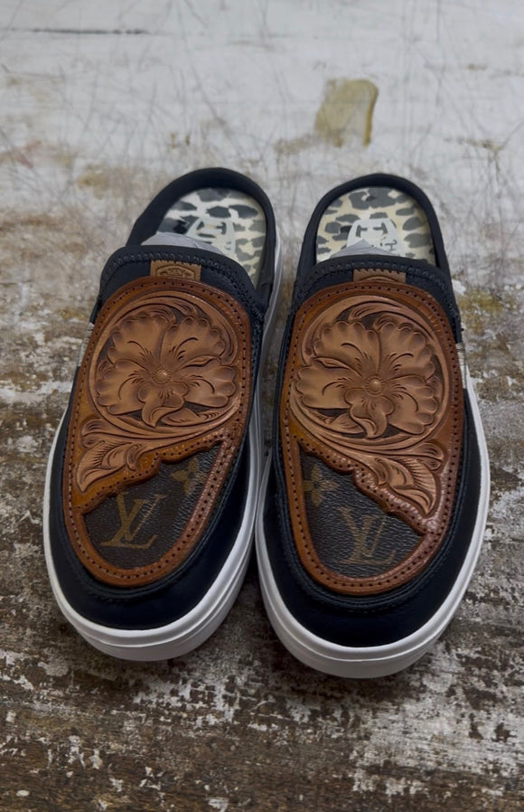 Women's Black Hey Dude Lifts w/Traditional Floral Tooling